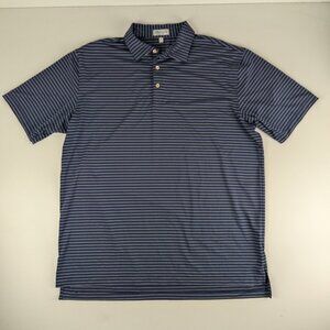 Peter Millar Striped Polo Shirt Men's Size XL Blue White Golf Casual Comfort